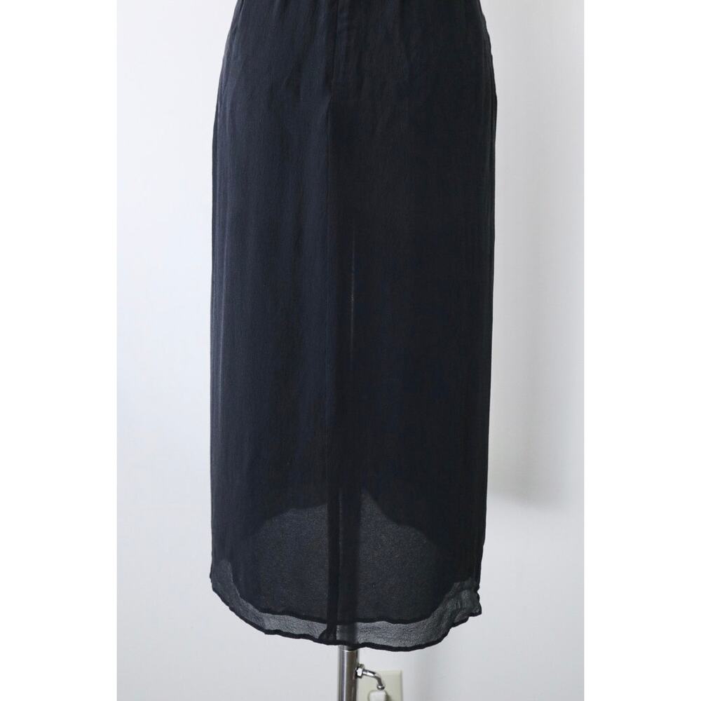 Pianoforte di MaxMara Size 6 Silk Chiffon Draped Mini Dress Slit Leg Black - Picture 11 of 14